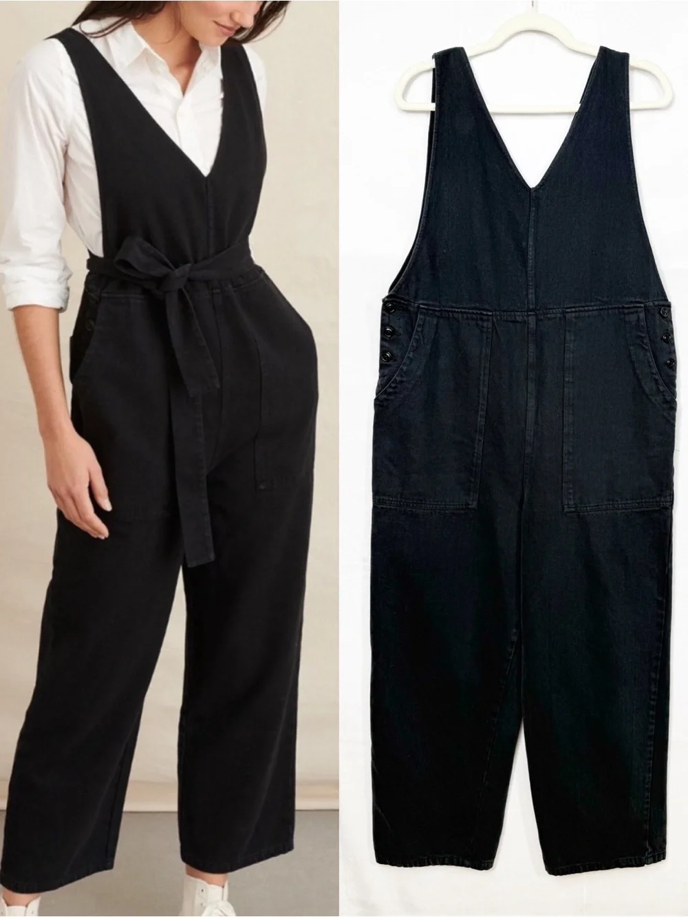 Alex Mill Ollie Recycled Denim Overalls Utility Jumpsuit Washed Black